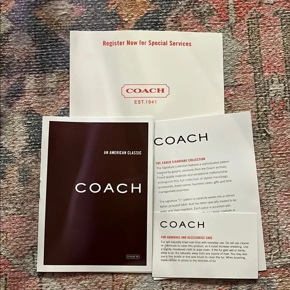 Coach Brown and Cream Signature Shoulder Bag with Fur Trim - Picture 2 of 5